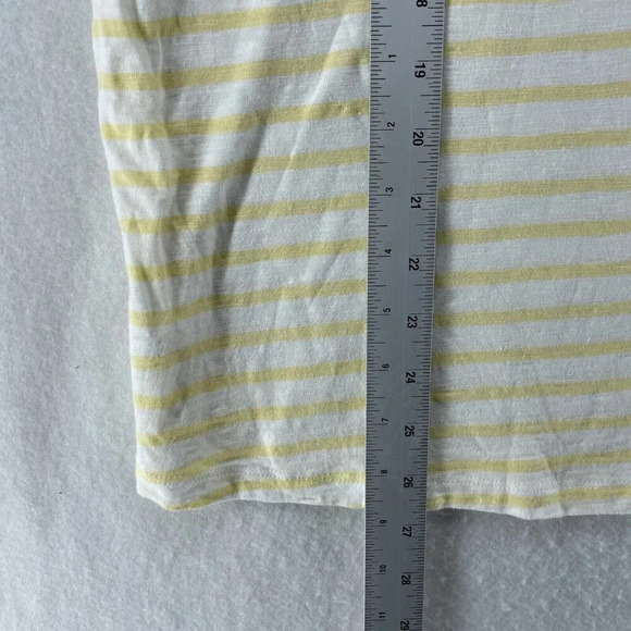 Talbots Blouse Top Women 2X Yellow White Stripe Round Neck Pullover Short Sleeve - Picture 4 of 9